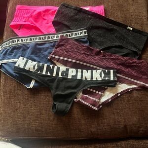 NEW Victoria Secret PINK Panty Lot 5 Large Hipster Thong Panties